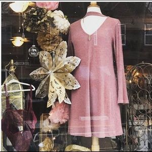 Pink choker neck dress